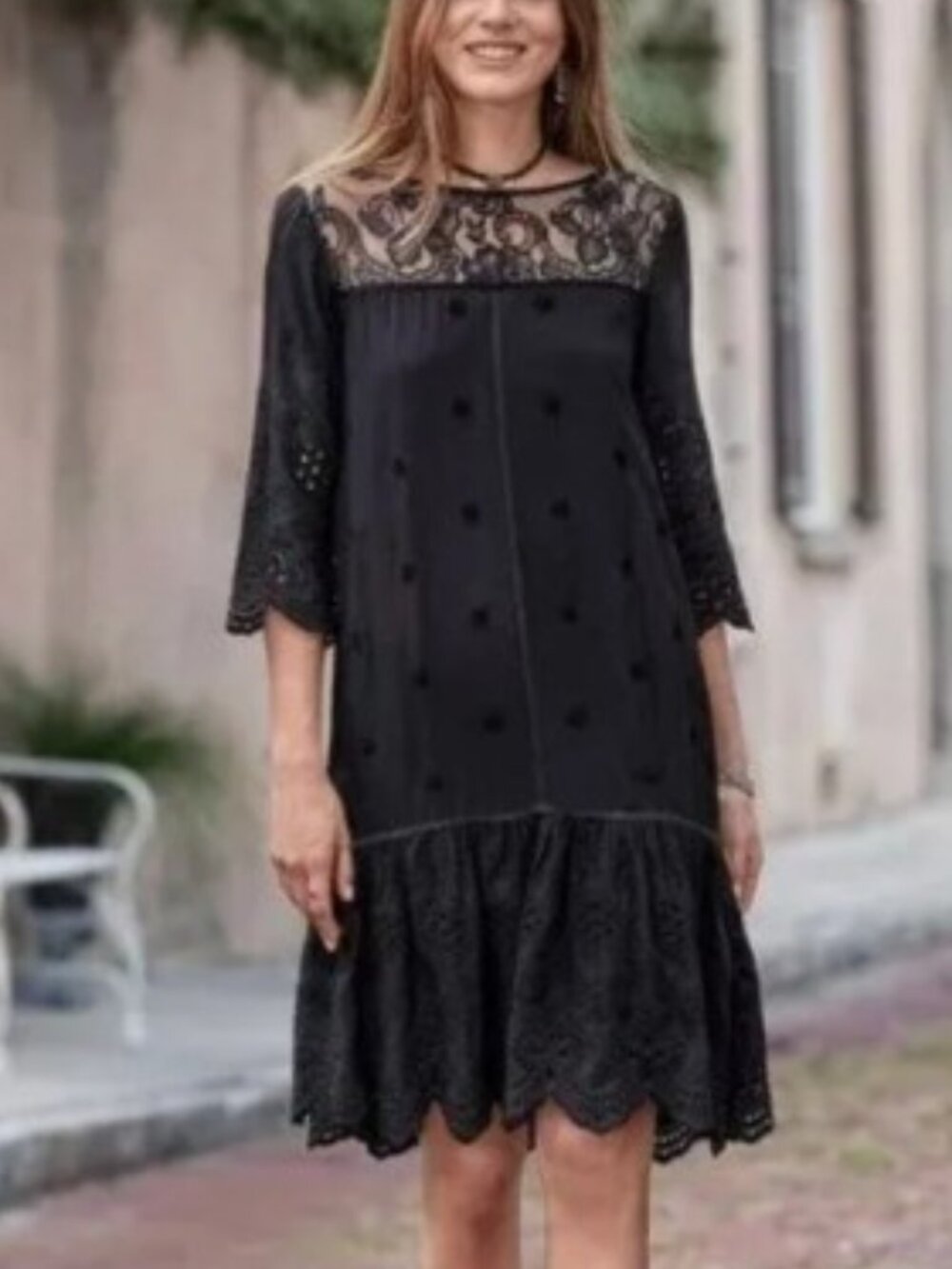 Sundance Black Lace Midi Dress M